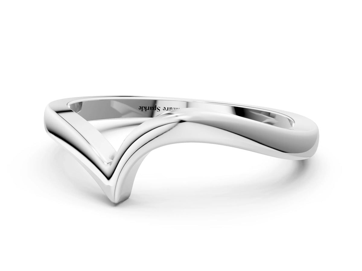 White gold Chevron V-Shaped Contour Band