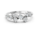 White gold Cluster Diamond Round Cut White Gold Band with Prong Setting