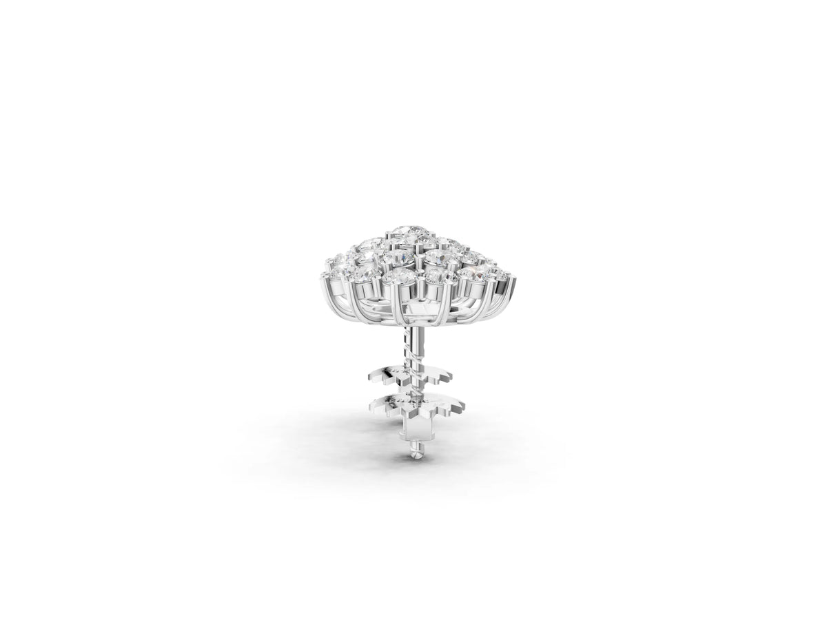 White gold Cluster Diamond Round Stud Earrings with Basket Setting_1