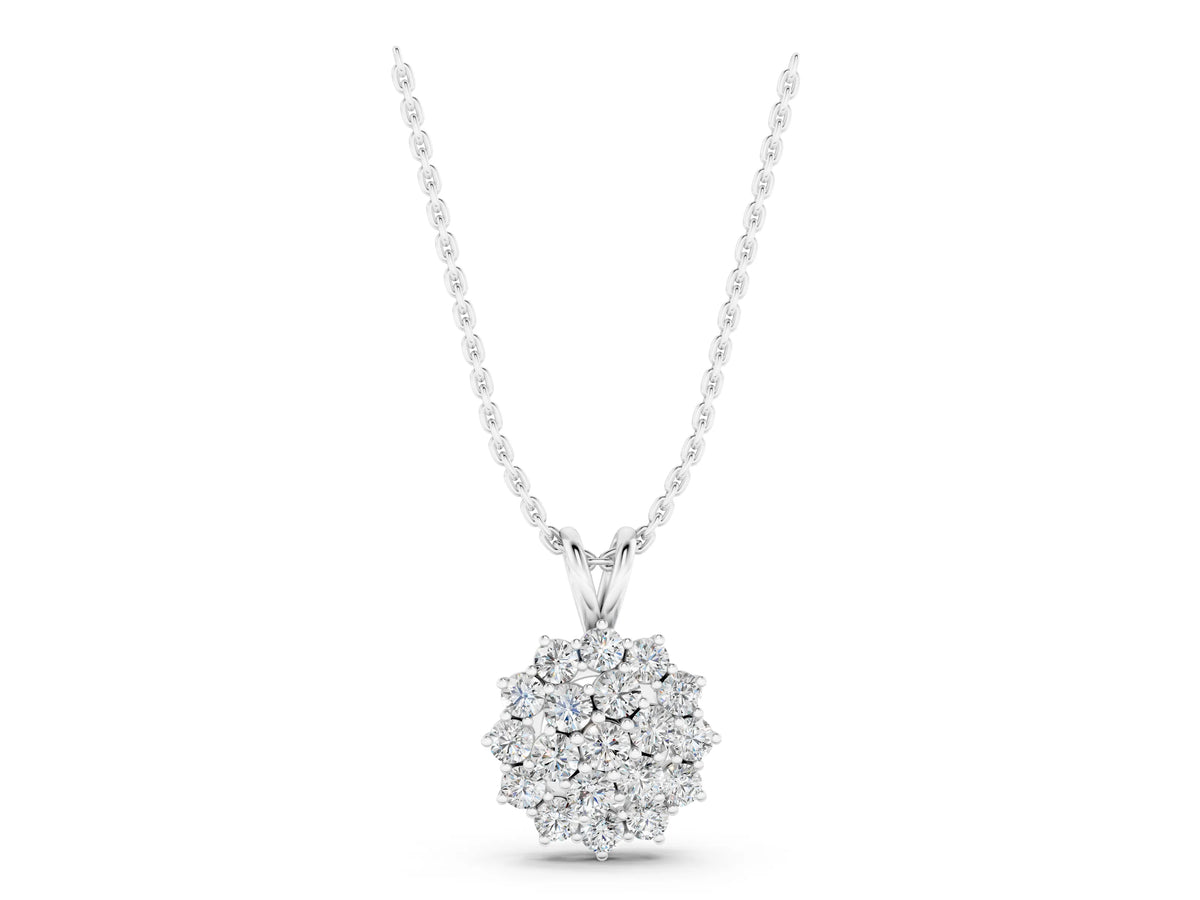 White gold Cluster Round Diamond Prong-Set Pendant_1