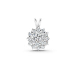 White gold Cluster Round Diamond Prong-Set Pendant