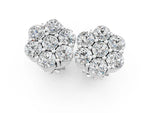 White gold Cluster Round Diamond Stud Earrings with Prong Setting_1