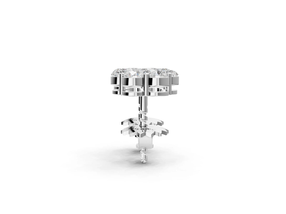 White gold Cluster Round Diamond Stud Earrings with Prong Setting_2