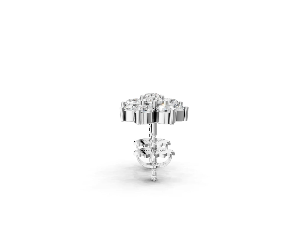 White gold Cluster Round Diamond Stud Earrings_1