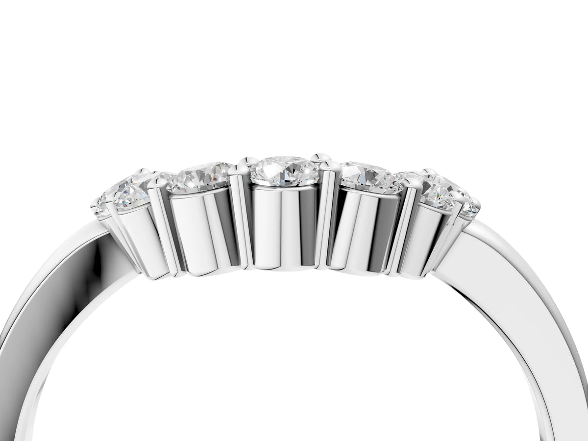White gold Curved Round Diamond Pave Band with Prong Setting_4