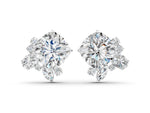 White gold Cushion Cut Diamond Floral Stud Earrings with Multi-Shape Accents