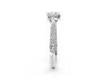 White gold Cushion Cut Diamond Solitaire Engagement Ring with Multi-Row Round Pavé Band and Prong Setting_2
