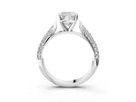White gold Cushion Cut Diamond Solitaire Engagement Ring with Multi-Row Round Pavé Band and Prong Setting_3