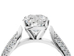 White gold Cushion Cut Diamond Solitaire Engagement Ring with Multi-Row Round Pavé Band and Prong Setting_4