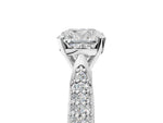 White gold Cushion Cut Diamond Solitaire Engagement Ring with Multi-Row Round Pavé Band and Prong Setting_5
