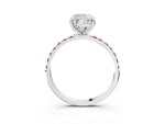 White gold Cushion Cut Diamond Solitaire Ring with Round Morganite Pavé Band and Prong Setting_3