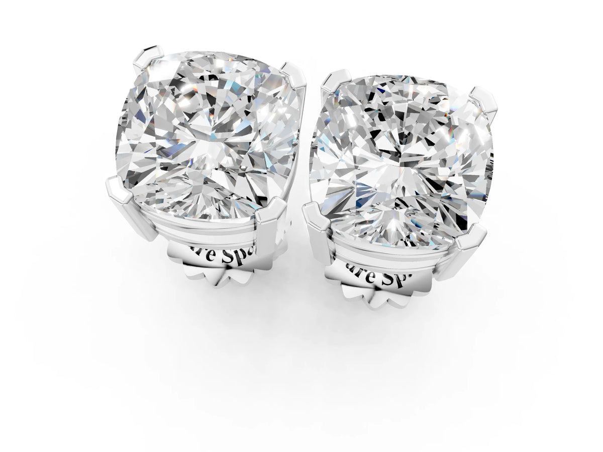 White gold Cushion Cut Diamond Stud Earrings_1