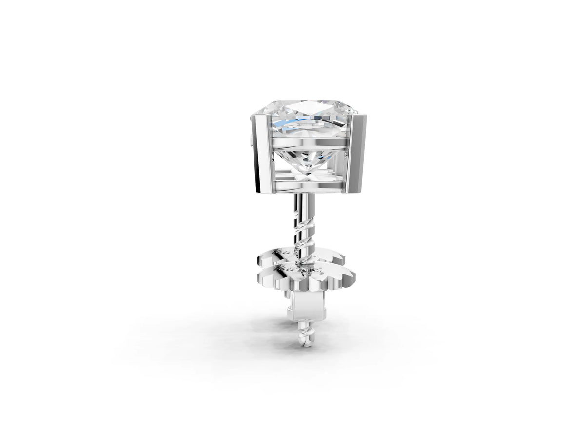 White gold Cushion Cut Diamond Stud Earrings_2