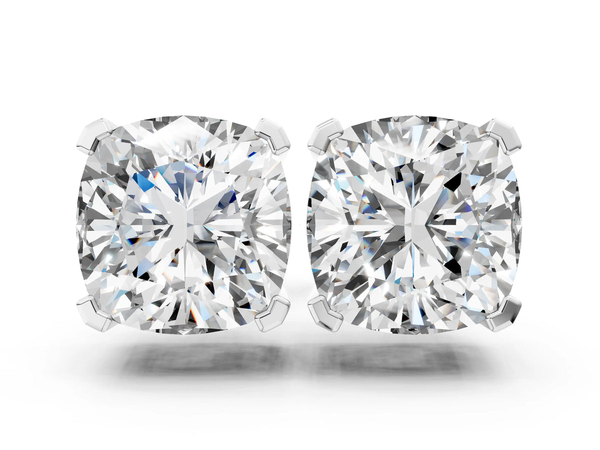 White gold Cushion Cut Diamond Stud Earrings