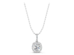 White gold Cushion Halo Diamond Pendant with Prong Setting_1