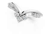 White gold Diamond Chevron Milgrain Band with Round Cut Stones and Prong Setting_1
