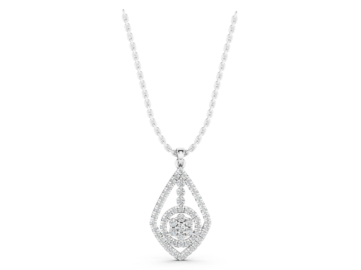 White gold Diamond Halo Pendant with Pavé Setting_1