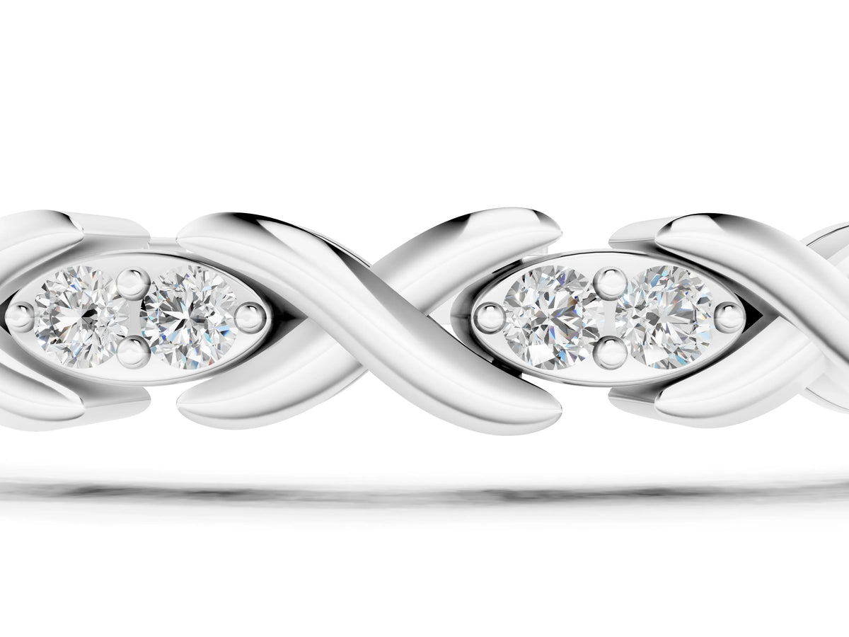 White gold Diamond Round Cut X-Link Tennis Bracelet with Prong Setting_1