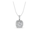 White gold Double Halo Round Diamond Pendant with Pavé Setting and Prong Setting_1