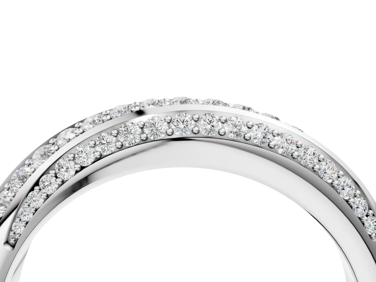 White gold Double Row Pavé Round Diamond Channel Set Band_4