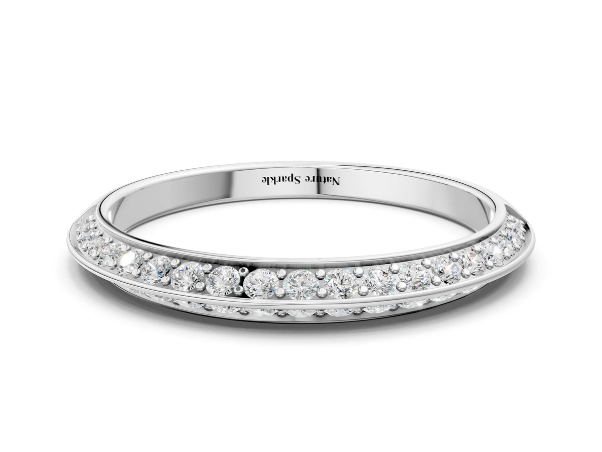 White gold Double Row Pavé Round Diamond Eternity Band with Channel Setting