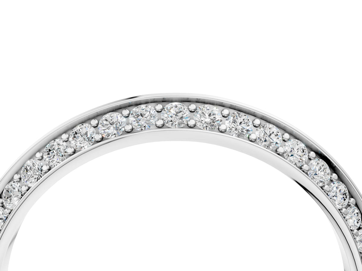 White gold Double Row Pavé Round Diamond Eternity Band with Channel Setting_4