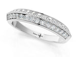 White gold Double Row Pavé Round Diamond White Gold Band with Shared Prong Setting_1