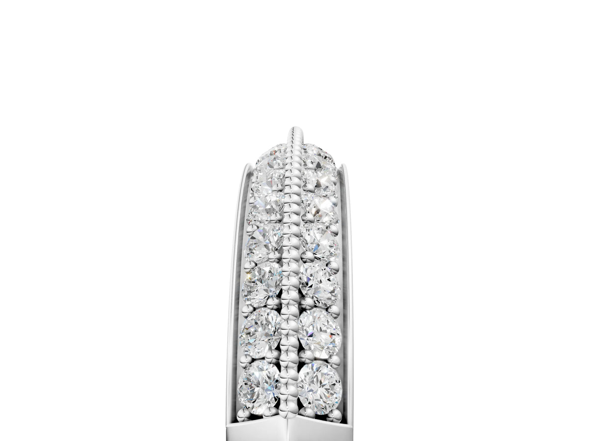 White gold Double Row Pavé Round Diamond White Gold Band with Shared Prong Setting_5