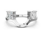 White gold Dual Round Diamond Open Band Ring with Prong Setting