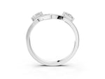 White gold Dual Round Diamond Open Band Ring with Prong Setting_3