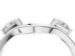 White gold Dual Round Diamond Open Band Ring with Prong Setting_4