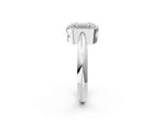 White gold Emerald Cut Cut Diamond Halo Engagement Ring with Split Shank and Four-Prong Setting_2
