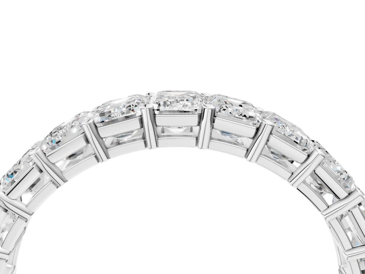 White gold Emerald Cut Diamond Eternity Band with Shared Prong Setting_4