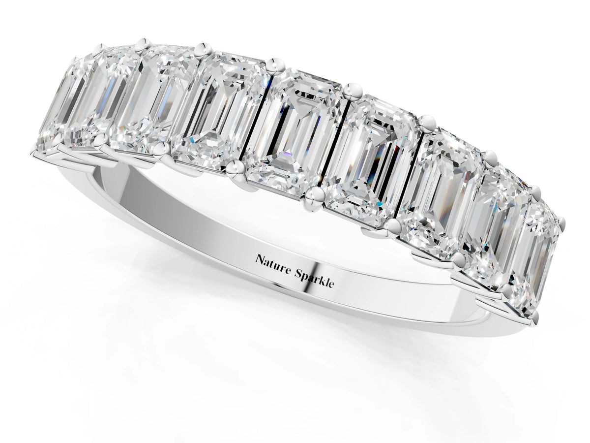 White gold Emerald Cut Diamond Prong-Set Eternity Band_1