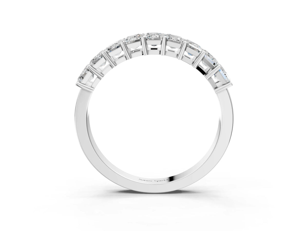 White gold Emerald Cut Diamond Prong-Set Eternity Band_3