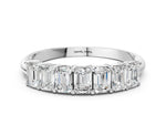 White gold Emerald Cut Diamond Prong-Set Half Eternity Band