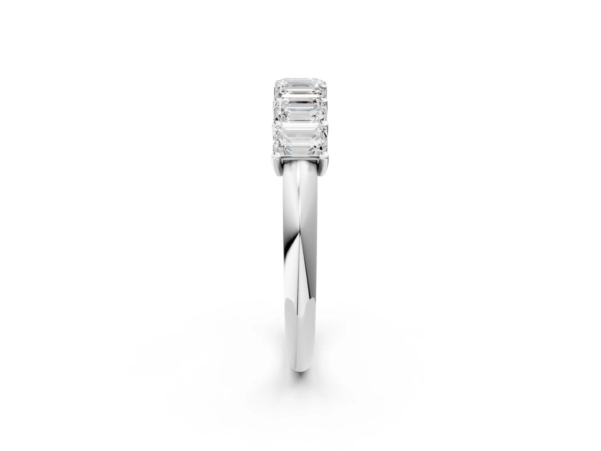 White gold Emerald Cut Diamond Prong-Set Half Eternity Band_2