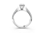White gold Emerald Cut Diamond Solitaire Engagement Ring with Multi-Row Round Pavé Band and Prong Setting_3