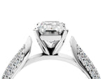 White gold Emerald Cut Diamond Solitaire Engagement Ring with Multi-Row Round Pavé Band and Prong Setting_4