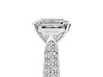 White gold Emerald Cut Diamond Solitaire Engagement Ring with Multi-Row Round Pavé Band and Prong Setting_5