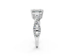 White gold Emerald Cut Diamond Solitaire Ring with Four-Prong Setting and Twisted Pavé Band_2