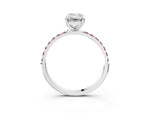 White gold Emerald Cut Diamond Solitaire Ring with Round Morganite Pavé Band and Prong Setting_3