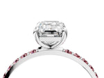 White gold Emerald Cut Diamond Solitaire Ring with Round Morganite Pavé Band and Prong Setting_4