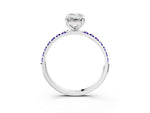 White gold Emerald Cut Diamond Solitaire Ring with Round Tanzanite Pavé Band and Prong Setting_3