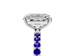 White gold Emerald Cut Diamond Solitaire Ring with Round Tanzanite Pavé Band and Prong Setting_5