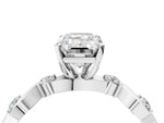 White gold Emerald Cut Diamond Solitaire Twisted Band with Round Accents and Prong Setting_4