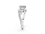 White gold Emerald Cut Solitaire with Pavé Twist Band and Four-Prong Setting_2