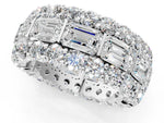 White gold Emerald Cut and Round Diamond Three-Row Eternity Mens Band_1