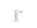 White gold Emerald, Marquise and Pear Diamond Mosaic Three Stone Fan Earrings_1