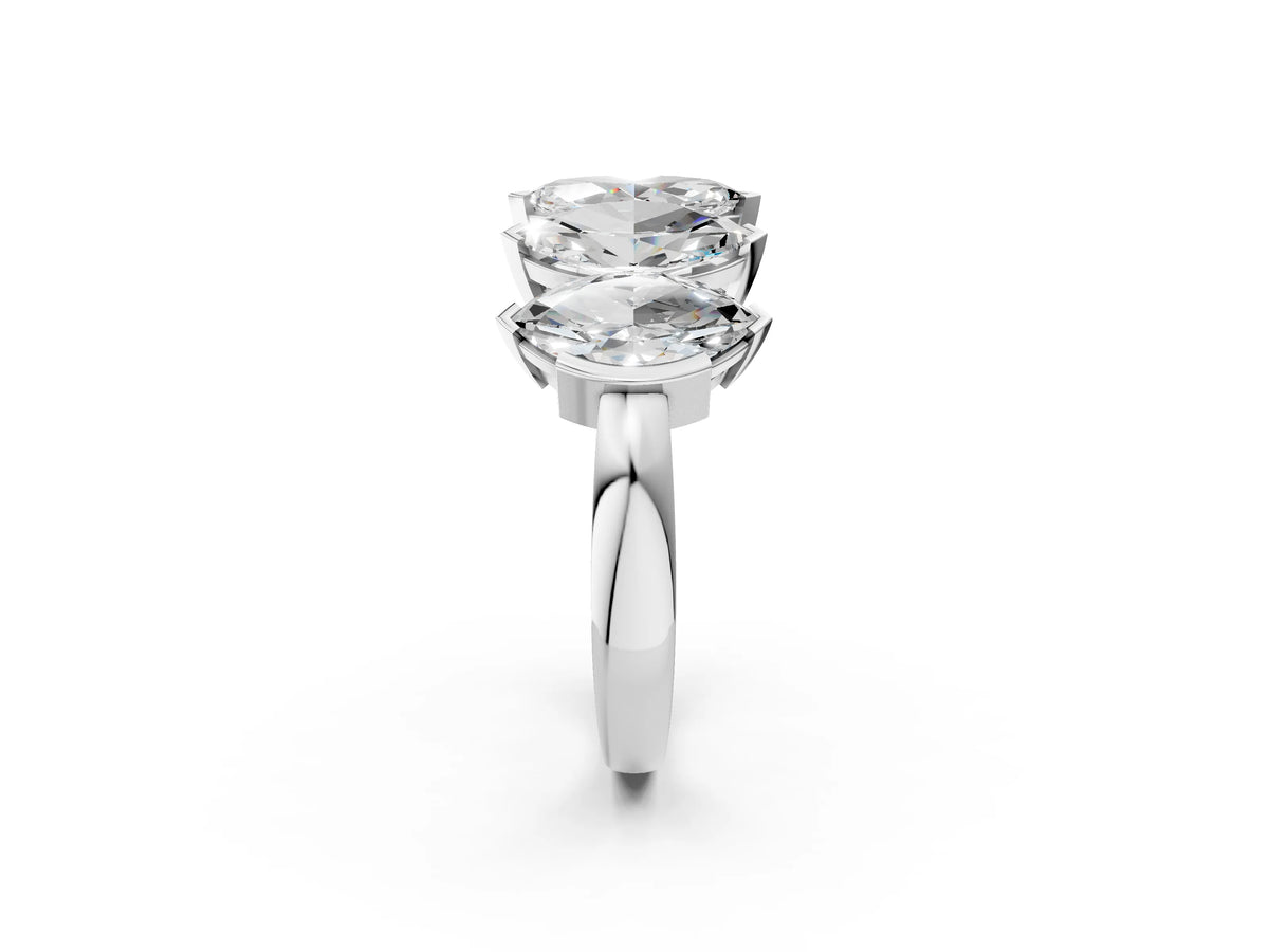 White gold Five Stone Marquise Diamond Prong Set White Gold Band_2